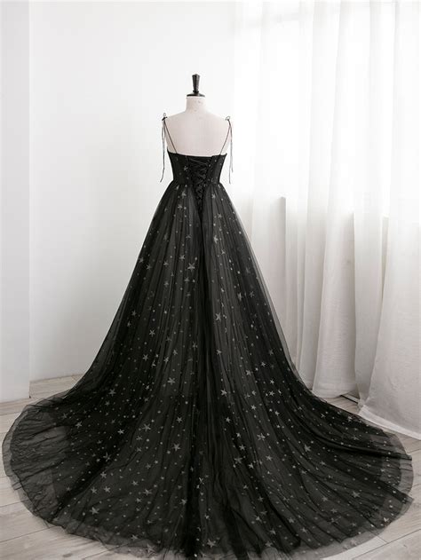 Black Stars Tulle Dress With Train Prom Dress Fairy - Etsy