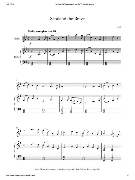 Scotland The Brave Sheet Music For Violin | PDF