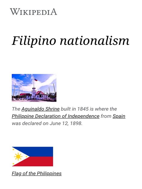 Filipino Nationalism - Wikipedia | Philippines | Politics