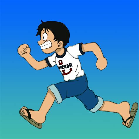 Download One Piece: Kid Luffy Running - One Piece (1200x1200) - Minitokyo