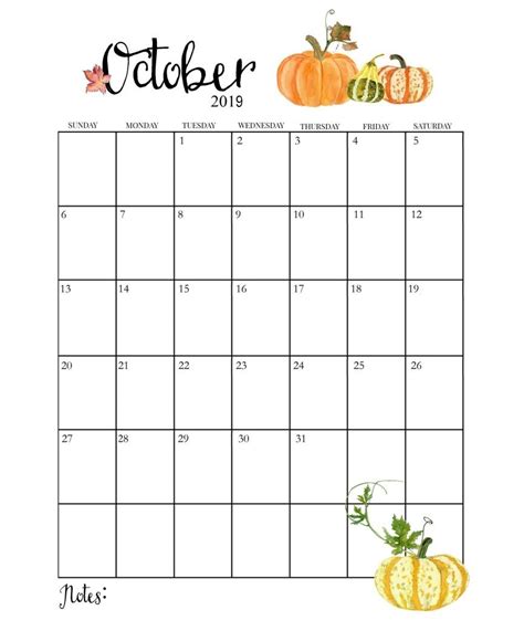 Cute October 2019 Calendar | October calendar, October calendar ...