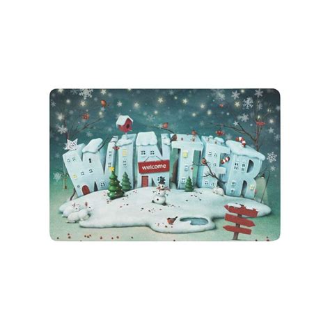 CADecor Winter Shape House Door Mat Home Decor, Welcome Snowy Indoor ...