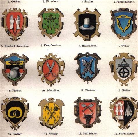 Coat of Arms Guilds | Hutmacher, Seifensieder, Mittelalter