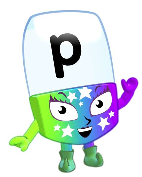 a cartoon character with the letter p on it's face