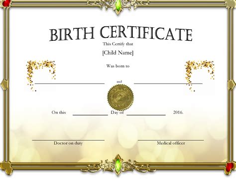 Official Birth Certificate Template