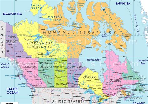 Map of Canada with All Cities and Towns