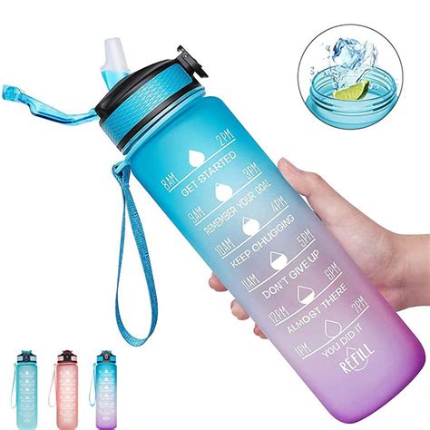 TRITAN 34oz/1L BPA Free Fitness Water Bottle with Time Marker Colorful ...