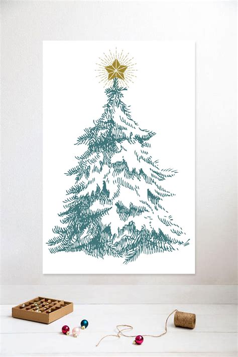 CHRISTMAS tree poster // christmas poster, 24X36, 2x3 foots, minimalist ...