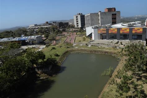 Aerial panoramic view of the university campus with the new landscape ...