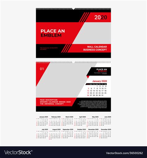 Desk calendar for 12 months modern graphic design Vector Image