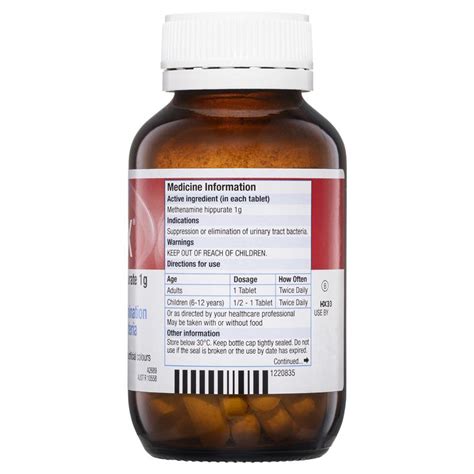 Hiprex Urinary Tract Antibacterial 1g 100 Tablets – Scown's Pharmacy