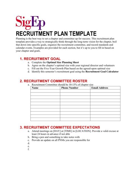 Recruitment Plan Template