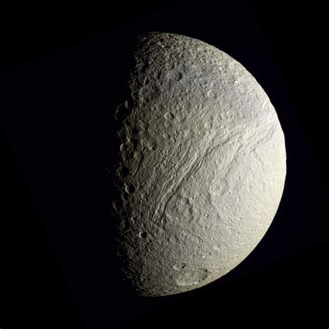 Tethys in enhanced color: south pole and… | The Planetary Society