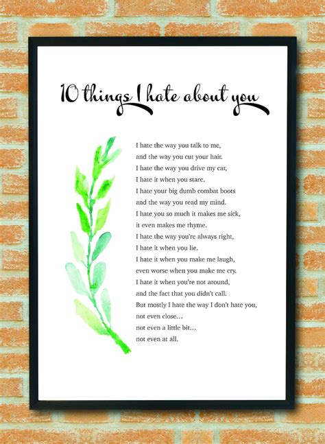 10 Things I Hate About You Poem Movie Series Poetry Lyrics Poem Wall ...