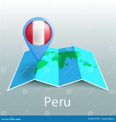 Peru Flag World Map in Pin with Name of Country Stock Vector ...