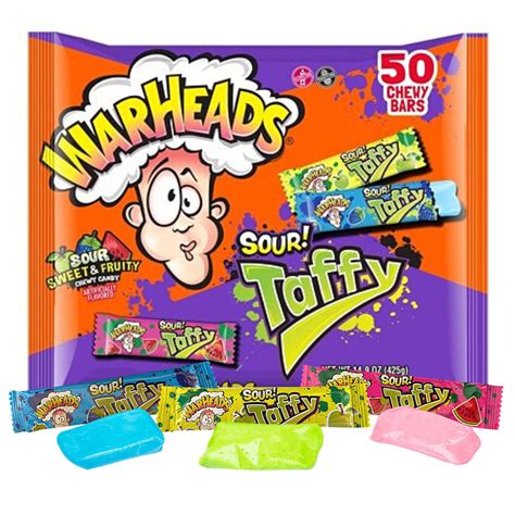 Buy Warheads Sour Taffy, Individually Wrapped Chewy Candies, Watermelon ...