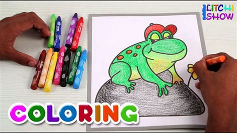 Coloring with Crayons | Coloring the Frog with Crayons | Coloring With ...