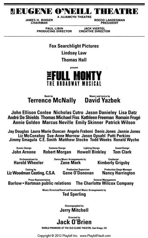 The Full Monty (Broadway, Eugene O'Neill Theatre, 2000) | Playbill