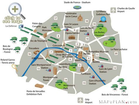 Paris maps - Top tourist attractions - Free, printable - MapaPlan.com