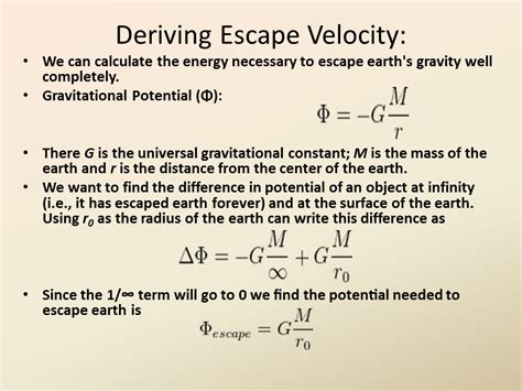 Deriving Escape Velocity