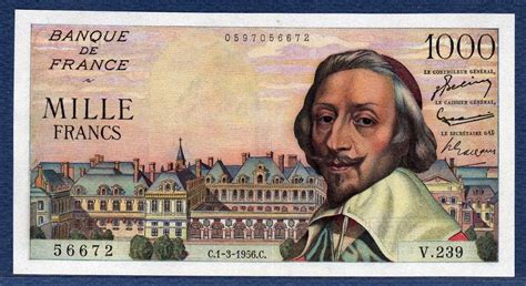 French bank notes 1000 Francs banknote 1956 Richelieu|World Banknotes ...