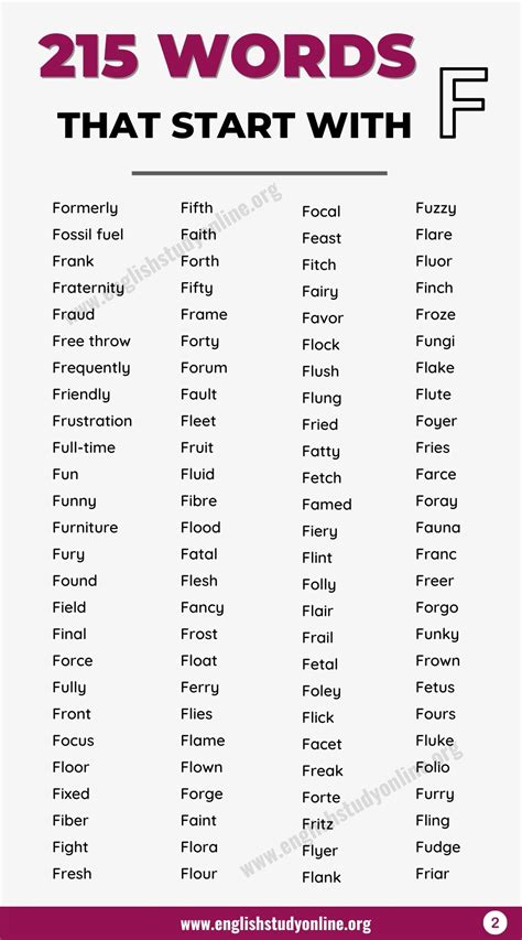 Words That Start With F List Of 230 F Words In English