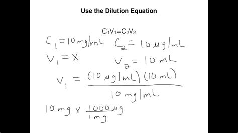 How to Use the Dilution Equation - YouTube