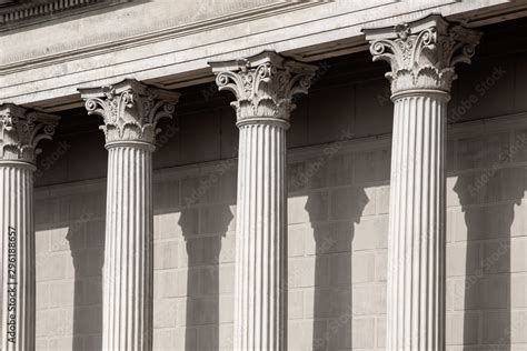 Vintage Old Justice Courthouse Column. Neoclassical colonnade with ...