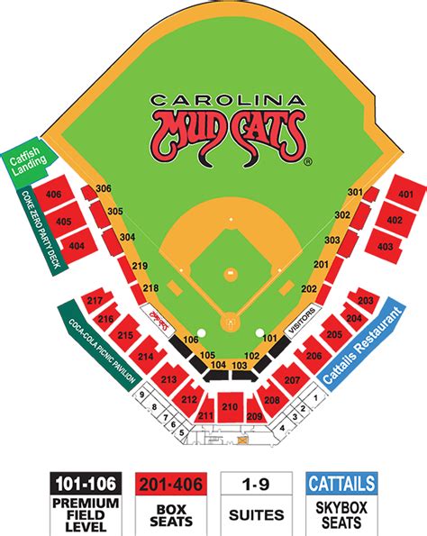 Seating Chart | Carolina Mudcats Five County Stadium