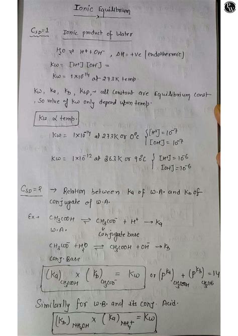 SOLUTION: Chemistry ionic equilibrium one shot formula sheet - Studypool