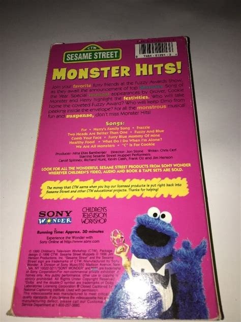 Sesame Street - Monster Hits (VHS, 1996) No Poster-Like New-RARE ...