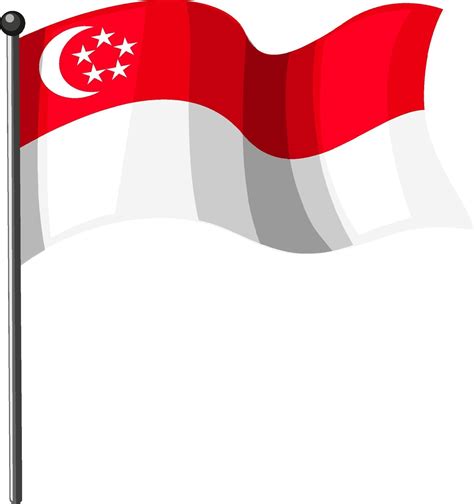 Singapore flag with pole in cartoon style isolated on white background ...