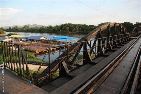 The Death Railway Bridge over Kwai river, Thailand Stock Photo | Adobe ...