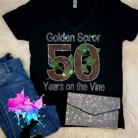 Golden Soror 50 Years Rhinestone Tee – Crystallized By Sparkle