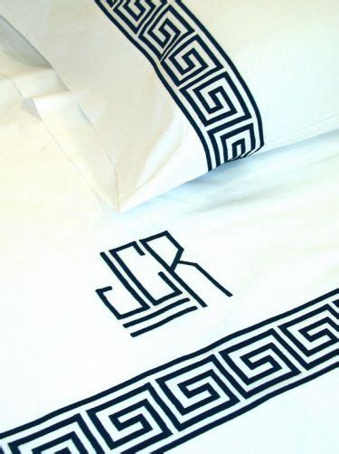 Greek Key Embroidery Bed Linens-Greek Key Sheets-Monogram Bed Linens ...