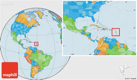 Political Location Map Of Guadeloupe Within The Entire Continent 8704 ...