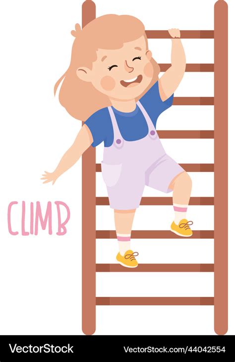 Little girl climbing ladder demonstrating Vector Image