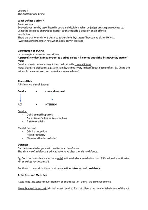 Anatomy of a crime - Lecture notes 3 - Lecture 4 The Anatomy of a Crime ...