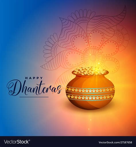 Happy dhanteras festival greeting card beautiful Vector Image