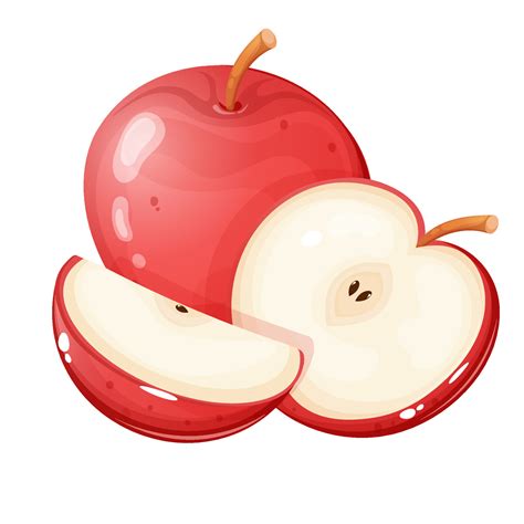 Cartoon style whole red apple with small and big apple slices. 21856535 ...