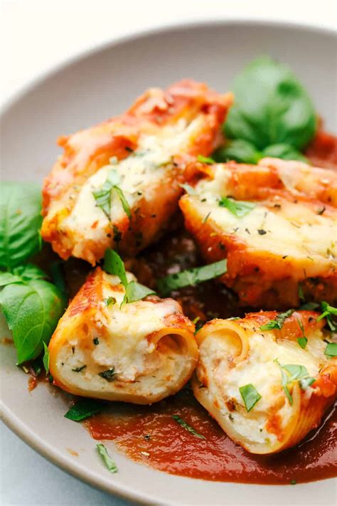 Three Cheese Stuffed Pasta Shells Recipe | feastrecipes