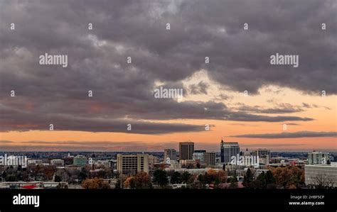 Morning scene of Boise Skyline with clouds overhead Stock Photo - Alamy