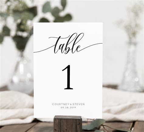 Wedding Table Numbers Template