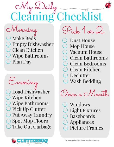 10 The Origin Printable To Do List To Cleaning