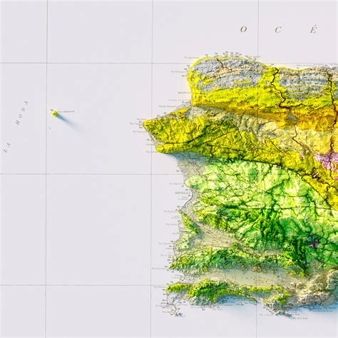 Puerto Rico 1965 Shaded Relief Map - Muir Way