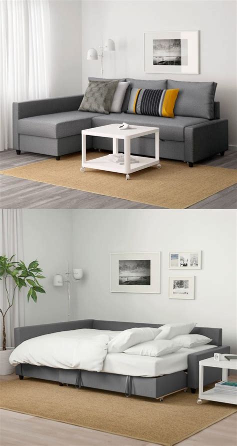 Ikea Friheten Sofa Bed Grey With Rolling Pul Out Bed Modern Clean ...