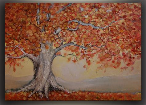 Red Oak Tree Painting 40x30Landscape painting | Etsy