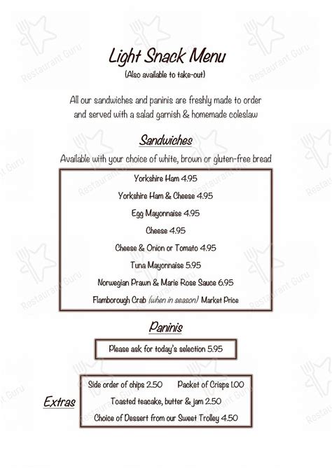 Menu at The North Star Hotel pub & bar, Flamborough