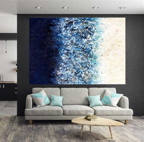 Large Wall Art Navy Blue Art Painting on Canvas Abstract - Etsy | Blue ...