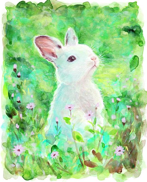 Illustration of a watercolor painting with a rabbit, symbol of 2023 ...